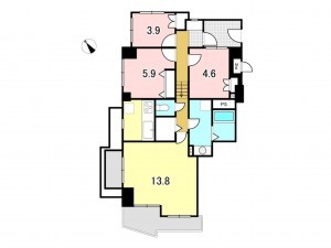 八王子市散田町、マンションの間取り画像です