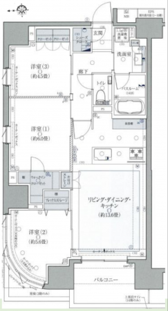 八王子市旭町、マンションの間取り画像です