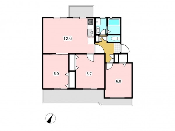 八王子市散田町、マンションの間取り画像です