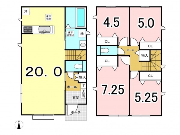 八王子市台町、新築一戸建ての間取り画像です
