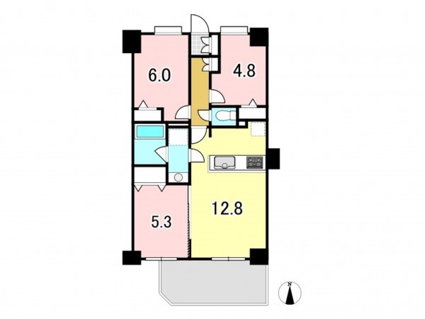 八王子市万町、マンションの間取り画像です
