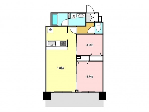 八王子市万町、マンションの間取り画像です