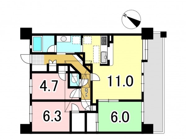 八王子市子安町、マンションの間取り画像です