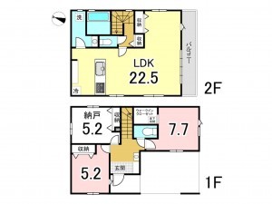 八王子市北野町、新築一戸建ての間取り画像です