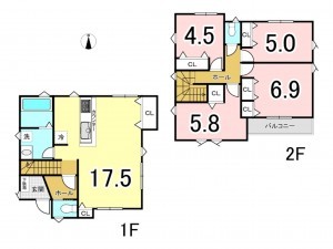 八王子市上野町、新築一戸建ての間取り画像です
