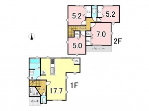 八王子市上野町、新築一戸建ての間取り画像です