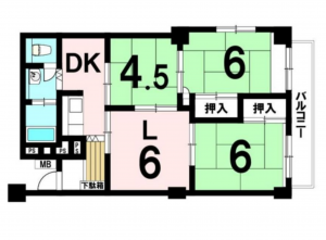 八王子市散田町、マンションの間取り画像です