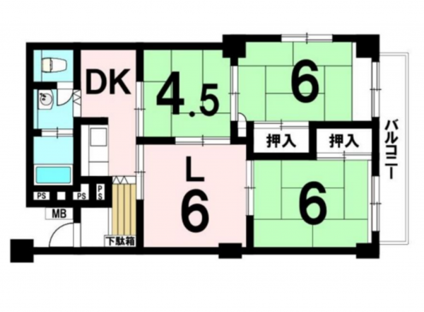 八王子市散田町、マンションの間取り画像です