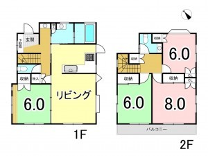 八王子市散田町、中古一戸建ての間取り画像です