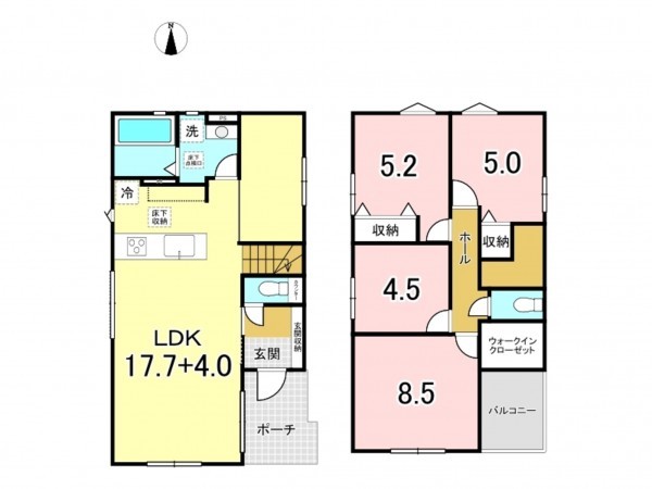 八王子市本町、新築一戸建ての間取り画像です
