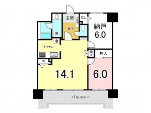 八王子市本町、マンションの間取り画像です