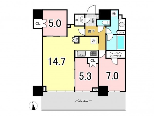 八王子市子安町、マンションの間取り画像です