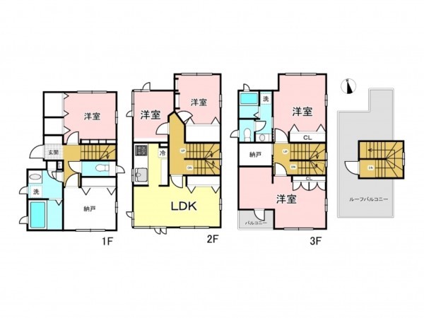 八王子市台町、中古一戸建ての間取り画像です