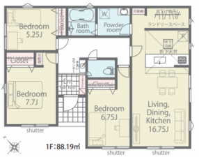 八王子市川口町、新築一戸建ての間取り画像です