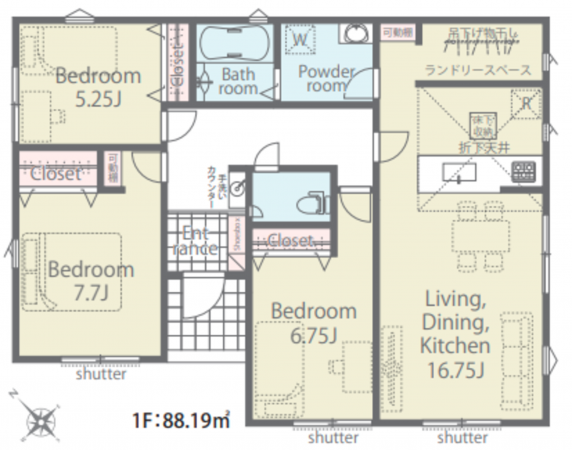 八王子市川口町、新築一戸建ての間取り画像です