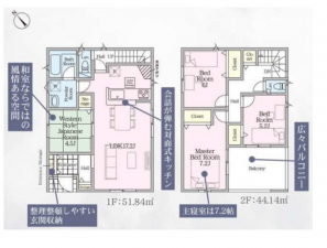 八王子市泉町、新築一戸建ての間取り画像です