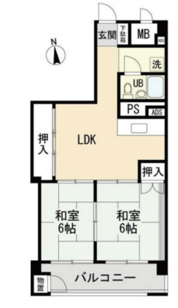 八王子市椚田町、マンションの間取り画像です