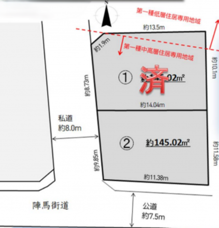 八王子市下恩方町、土地の間取り画像です