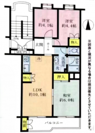 八王子市小比企町、マンションの間取り画像です