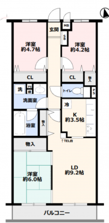 八王子市暁町、マンションの間取り画像です