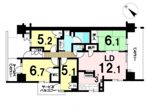 八王子市大和田町、マンションの間取り画像です