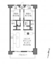 八王子市みなみ野、マンションの間取り画像です