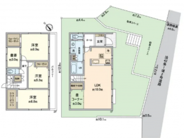 八王子市長房町、新築一戸建ての間取り画像です