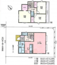 八王子市長房町、新築一戸建ての間取り画像です