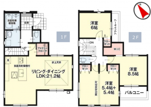 八王子市兵衛、新築一戸建ての間取り画像です