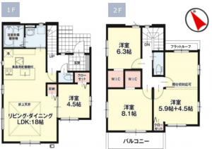 八王子市兵衛、新築一戸建ての間取り画像です