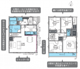 八王子市小比企町、新築一戸建ての間取り画像です