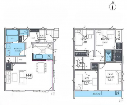 八王子市小比企町、新築一戸建ての間取り画像です