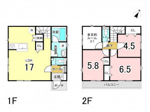 八王子市長房町、新築一戸建ての間取り画像です
