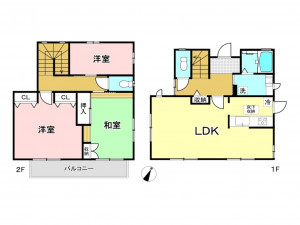 八王子市片倉町、中古一戸建ての間取り画像です
