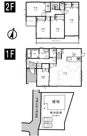 八王子市楢原町、中古一戸建ての間取り画像です