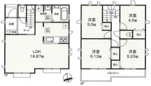八王子市弐分方町、新築一戸建ての間取り画像です