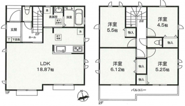 八王子市弐分方町、新築一戸建ての間取り画像です