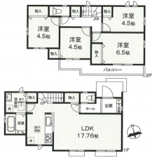八王子市弐分方町、新築一戸建ての間取り画像です