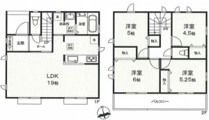 八王子市弐分方町、新築一戸建ての間取り画像です