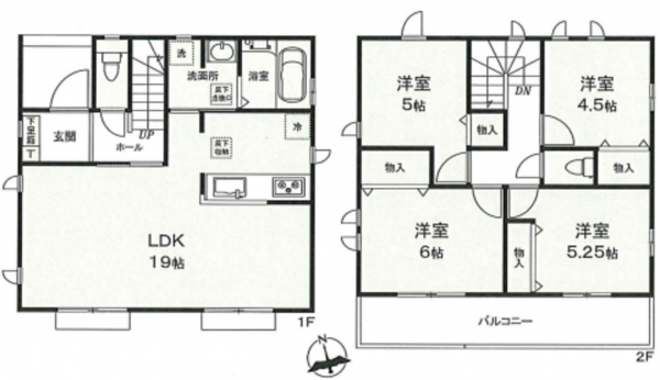 八王子市弐分方町、新築一戸建ての間取り画像です