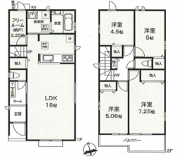 八王子市弐分方町、新築一戸建ての間取り画像です