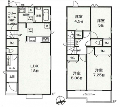 八王子市弐分方町、新築一戸建ての間取り画像です