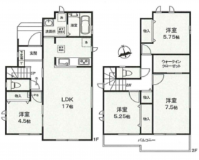 八王子市弐分方町、新築一戸建ての間取り画像です