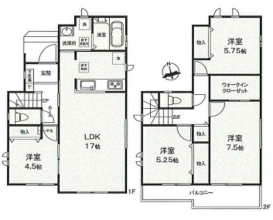 八王子市弐分方町、新築一戸建ての間取り画像です
