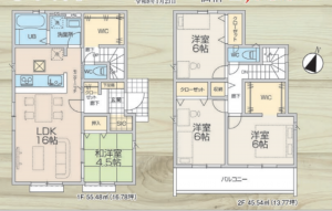 八王子市弐分方町、新築一戸建ての間取り画像です