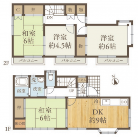 八王子市中野上町、中古一戸建ての間取り画像です