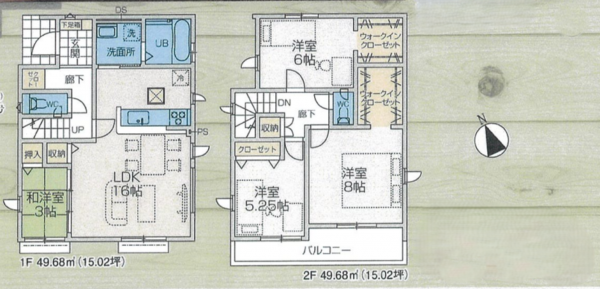 八王子市石川町、新築一戸建ての間取り画像です