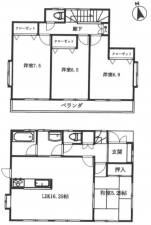 八王子市大谷町、中古一戸建ての間取り画像です