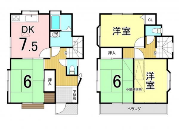 八王子市川口町、中古一戸建ての間取り画像です
