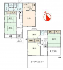八王子市石川町、中古一戸建ての間取り画像です